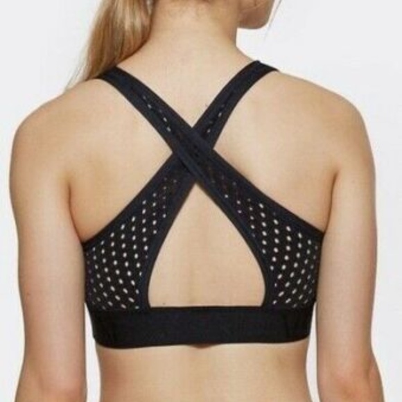 ALALA Perforated Cross Back Sports Bra Black/Navy - Picture 6 of 8